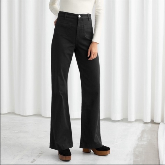 & Other Stories Denim - & OTHER STORIES Flared High Waisted 70s Retro Vintage Sailor Black Jeans